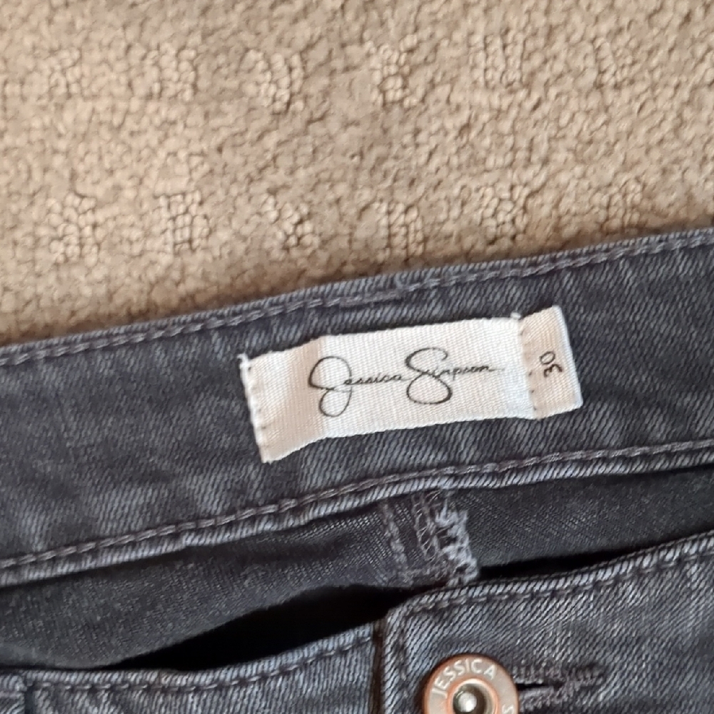 Floral Embroidered/Sequin Gray Jeans - Picture 6 of 11